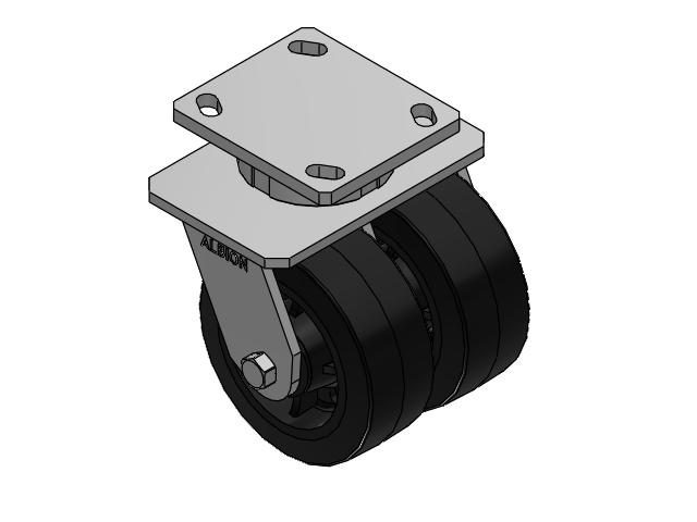 115 Series Top Plate Swivel Black tread on black enamel core Caster with 5 x 2 MR - Moldon Rubber (Cast Iron Core) Wheel