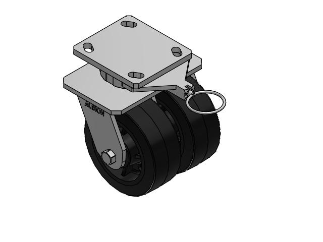 115 Series Top Plate Swivel Black tread on black enamel core Caster with 5 x 2 MR - Moldon Rubber (Cast Iron Core) Wheel