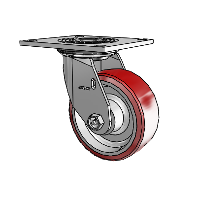 4 Series 2 Inch Wide Top Plate Swivel Caster Caster with 5 x 2 Moldon Polyurethane (Aluminum Core) Wheel