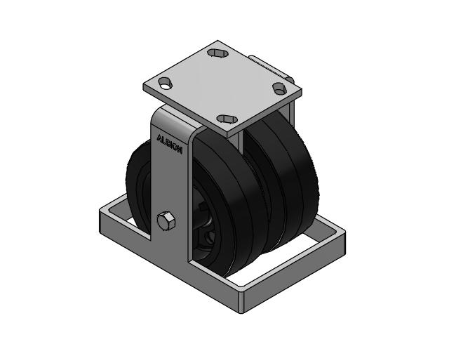 115 Series Top Plate Rigid Black tread on black enamel core Caster with 6 x 2 MR - Moldon Rubber (Cast Iron Core) Wheel