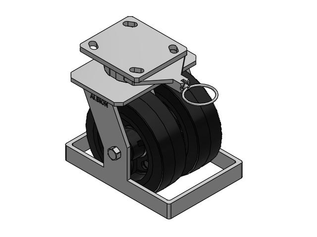 115 Series Top Plate Swivel Black tread on black enamel core Caster with 6 x 2 MR - Moldon Rubber (Cast Iron Core) Wheel