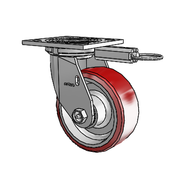 4 Series 2 Inch Wide Top Plate Swivel Caster Caster with 5 x 2 Moldon Polyurethane (Aluminum Core) Wheel