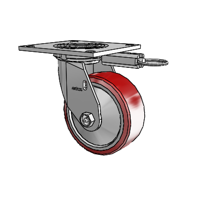 4 Series 2 Inch Wide Top Plate Swivel Caster Caster with 5 x 2 Moldon Polyurethane (Aluminum Core) Wheel