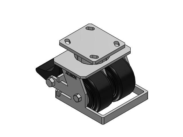 115 Series Top Plate Swivel Black Caster with 4 x 2 NX - Trionix High Impact Polymer Wheel and Poly Lock Integrated Brake