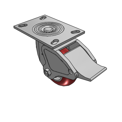 4 Series 2 Inch Wide Top Plate Swivel Caster with 5 x 2 CG Max Maroon Wheel and Total Lock Brake