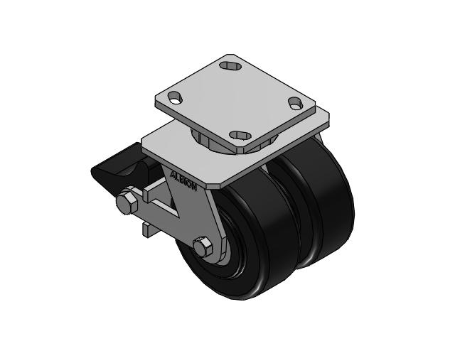 115 Series Top Plate Swivel Black Caster with 5 x 2 NX - Trionix High Impact Polymer Wheel and Poly Lock Integrated Brake