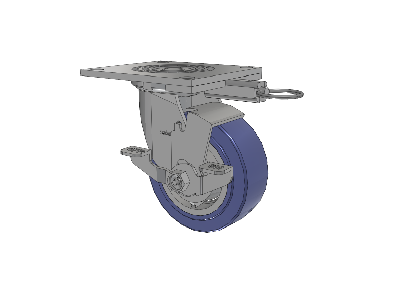 4 Series 2 Inch Wide Top Plate Swivel Caster with 5 x 2 HydroTech (Flat) Wheel and Top Lock Brake