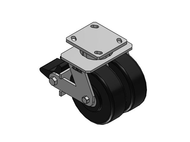 115 Series Top Plate Swivel Black Caster with 6 x 2 NX - Trionix High Impact Polymer Wheel and Poly Lock Integrated Brake