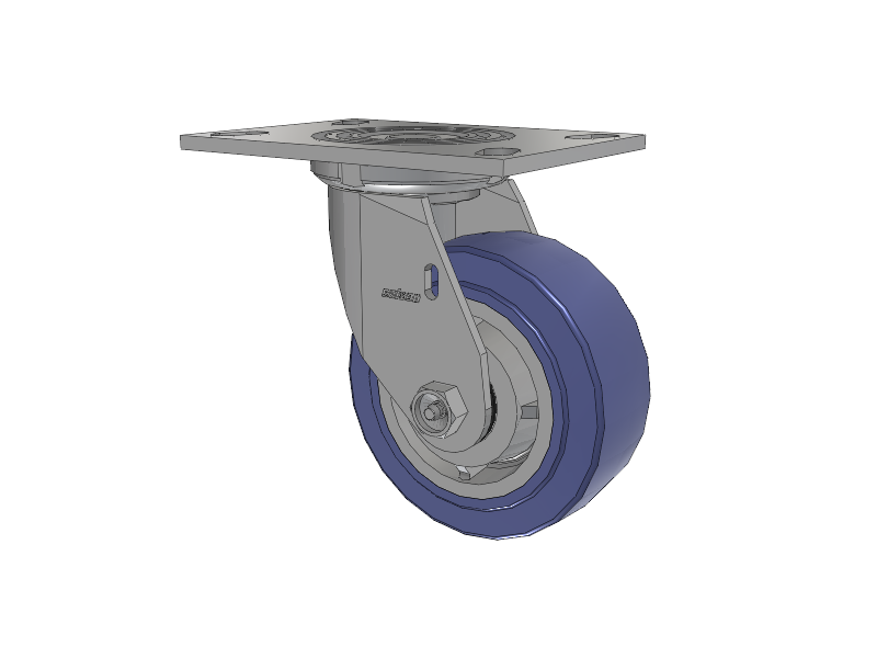 4 Series 2 Inch Wide Top Plate Swivel Caster with 5 x 2 HydroTech (Flat) Wheel