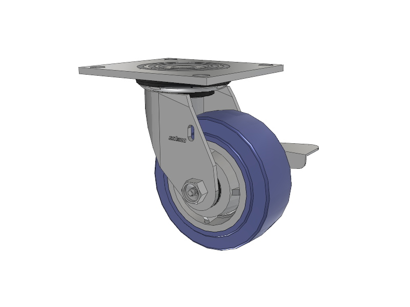 4 Series 2 Inch Wide Top Plate Swivel Caster with 5 x 2 HydroTech (Flat) Wheel and Side Lock Brake