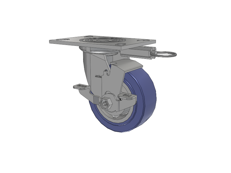 4 Series 2 Inch Wide Top Plate Swivel Caster with 5 x 2 HydroTech (Flat) Wheel and Top Lock Brake