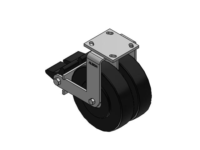 115 Series Top Plate Rigid Black Caster with 8 x 2 NX - Trionix High Impact Polymer Wheel and Poly Lock Integrated Brake