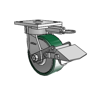 4 Series Kingpinless Casters Top Plate Swivel Caster with 5 x 2 Forged Steel wheel and Tread Lock Brake