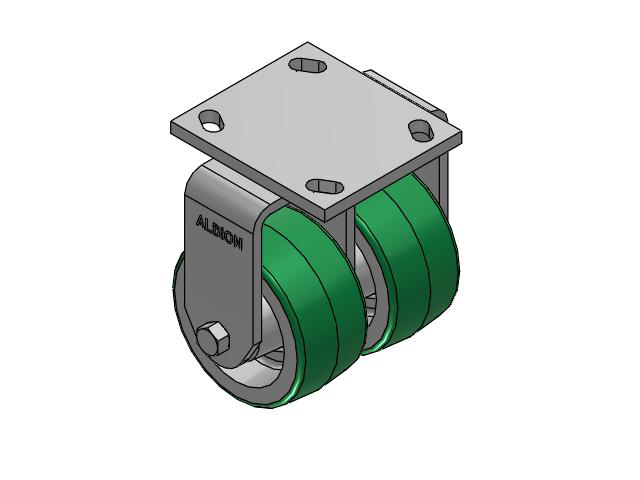 115 Series Top Plate Rigid Green tread on aluminum core Caster with 4 x 2 PD - Polyurethane (Aluminum Core) Wheel