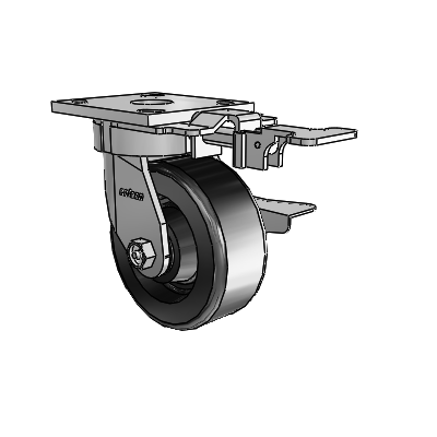 4 Series Kingpinless Casters Top Plate Swivel Caster with 5 x 2 Phenolic wheel and Side Lock Brake