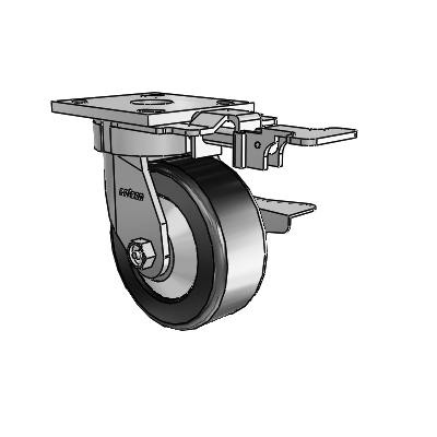 4 Series Kingpinless Casters Top Plate Swivel Caster with 5 x 2 Phenolic wheel and Side Lock Brake