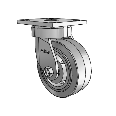 4 Series Kingpinless Casters Top Plate Swivel Caster with 5 x 2 Performa Rubber (Flat/Grey) wheel