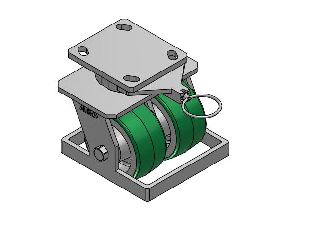 115 Series Top Plate Swivel Green tread on aluminum core Caster with 4 x 2 PD - Polyurethane (Aluminum Core) Wheel