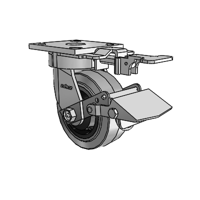 4 Series Kingpinless Casters Top Plate Swivel Caster with 5 x 2 Performa Rubber (Flat/Conductive) wheel and Tread Lock Brake