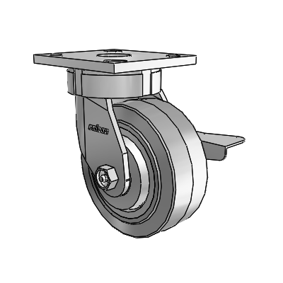 4 Series Kingpinless Casters Top Plate Swivel Caster with 5 x 2 Performa Rubber (Flat/Grey) wheel and Side Lock Brake