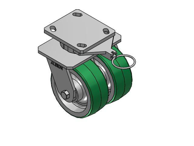 115 Series Top Plate Swivel Green tread on aluminum core Caster with 5 x 2 PD - Polyurethane (Aluminum Core) Wheel