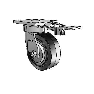 4 Series Kingpinless Casters Top Plate Swivel Caster with 5 x 2 Performa Rubber (Flat/Black) wheel