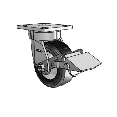 4 Series Kingpinless Casters Top Plate Swivel Caster with 5 x 2 Trans-forma LT (Flat) wheel and Tread Lock Brake