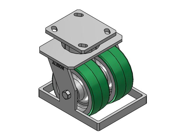 115 Series Top Plate Swivel Green tread on aluminum core Caster with 5 x 2 PD - Polyurethane (Aluminum Core) Wheel