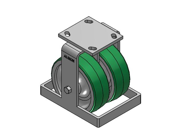115 Series Top Plate Rigid Green tread on aluminum core Caster with 6 x 2 PD - Polyurethane (Aluminum Core) Wheel