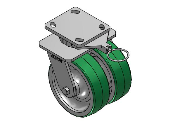 115 Series Top Plate Swivel Green tread on aluminum core Caster with 6 x 2 PD - Polyurethane (Aluminum Core) Wheel