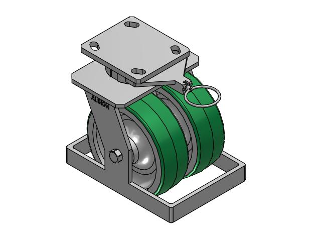 115 Series Top Plate Swivel Green tread on aluminum core Caster with 6 x 2 PD - Polyurethane (Aluminum Core) Wheel