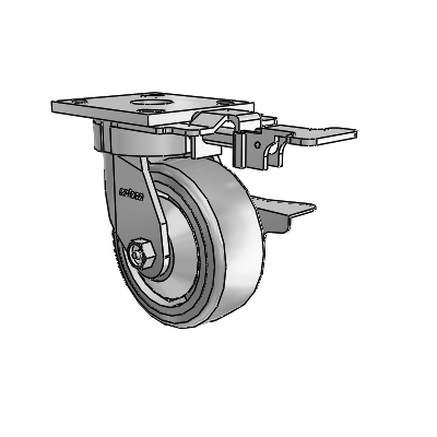4 Series Kingpinless Casters Top Plate Swivel Caster with 5 x 2 Trans-forma HD (Flat) wheel and Side Lock Brake