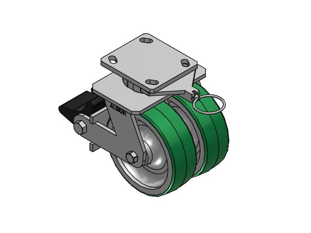 115 Series Top Plate Swivel Green tread on aluminum core Caster with 6 x 2 PD - Polyurethane (Aluminum Core) Wheel and Poly Lock Integrated Brake