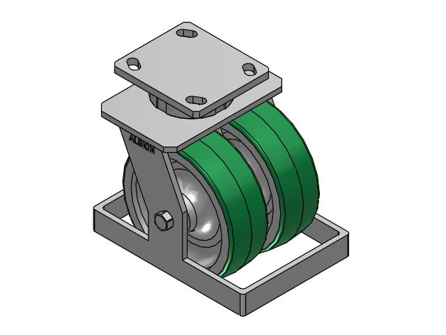 115 Series Top Plate Swivel Green tread on aluminum core Caster with 6 x 2 PD - Polyurethane (Aluminum Core) Wheel