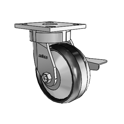 4 Series Kingpinless Casters Top Plate Swivel Caster with 5 x 2 Maxim wheel and Side Lock Brake