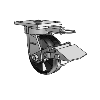 4 Series Kingpinless Casters Top Plate Swivel Caster with 5 x 2 Maxim wheel and Tread Lock Brake