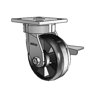 4 Series Kingpinless Casters Top Plate Swivel Caster with 5 x 2 Maxim wheel and Side Lock Brake