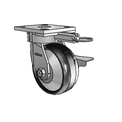 4 Series Kingpinless Casters Top Plate Swivel Caster with 5 x 2 Maxim wheel and Side Lock Brake