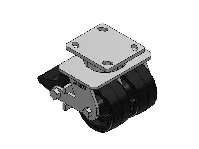 115 Series Top Plate Swivel Black Caster with 4 x 2 TM - Phenolic Wheel and Poly Lock Integrated Brake