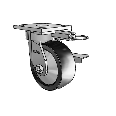 4 Series Kingpinless Casters Top Plate Swivel Caster with 5 x 2 Polyolefin wheel and Side Lock Brake