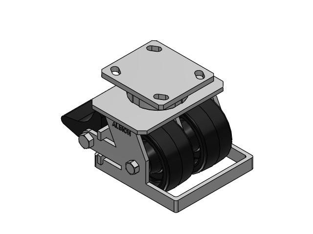 115 Series Top Plate Swivel Black Caster with 4 x 2 TM - Phenolic Wheel and Poly Lock Integrated Brake