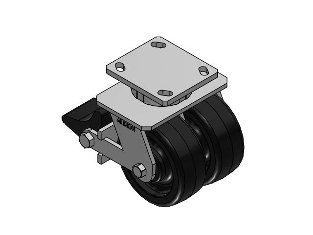 115 Series Top Plate Swivel Black Caster with 5 x 2 TM - Phenolic Wheel and Poly Lock Integrated Brake