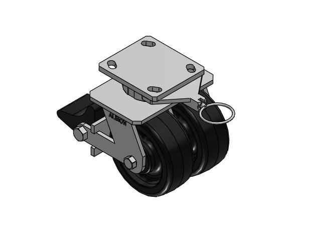 115 Series Top Plate Swivel Black Caster with 5 x 2 TM - Phenolic Wheel and Poly Lock Integrated Brake