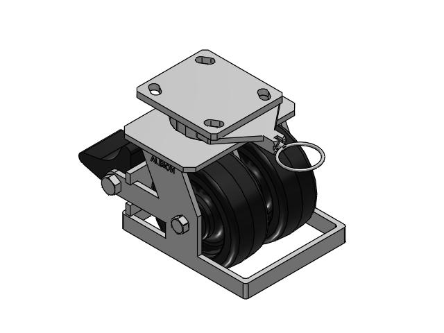 115 Series Top Plate Swivel Black Caster with 5 x 2 TM - Phenolic Wheel and Poly Lock Integrated Brake