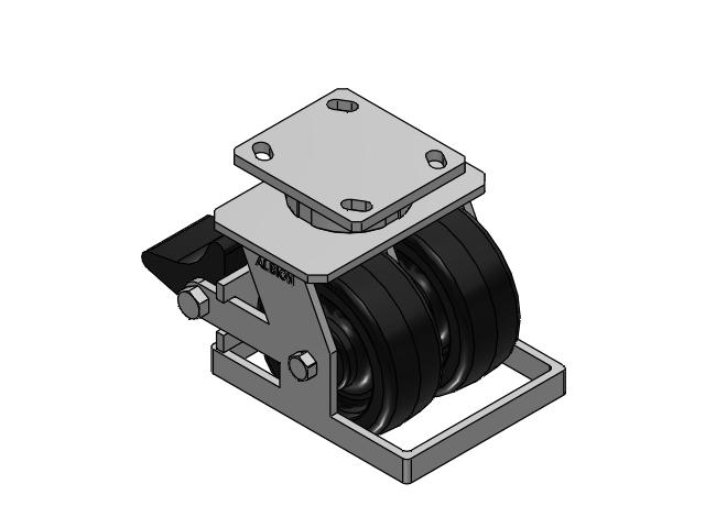 115 Series Top Plate Swivel Black Caster with 5 x 2 TM - Phenolic Wheel and Poly Lock Integrated Brake