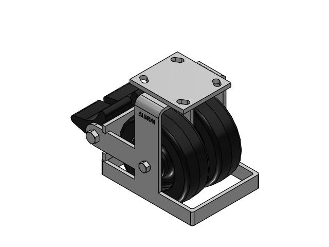 115 Series Top Plate Rigid Black Caster with 6 x 2 TM - Phenolic Wheel and Poly Lock Integrated Brake