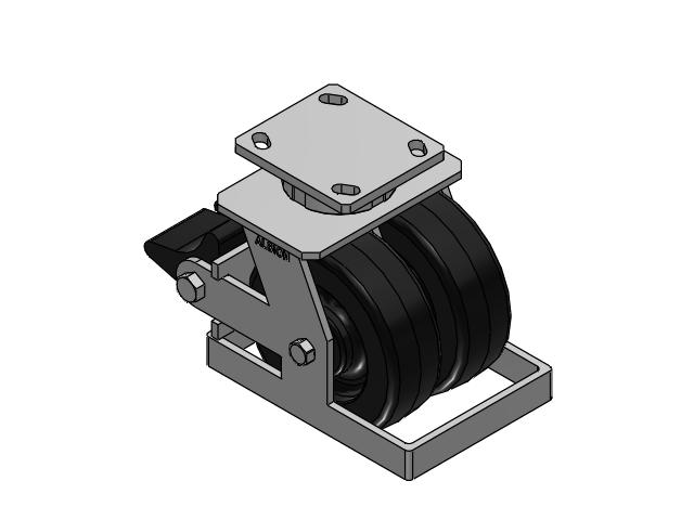 115 Series Top Plate Swivel Black Caster with 6 x 2 TM - Phenolic Wheel and Poly Lock Integrated Brake