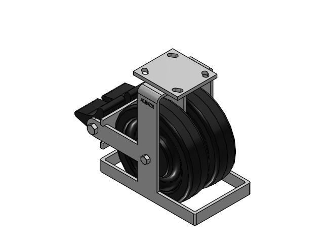 115 Series Top Plate Rigid Black Caster with 8 x 2 TM - Phenolic Wheel and Poly Lock Integrated Brake