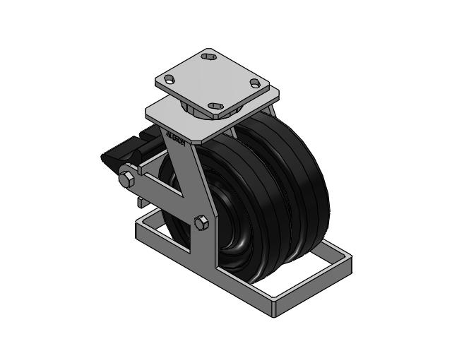 115 Series Top Plate Swivel Black Caster with 8 x 2 TM - Phenolic Wheel and Poly Lock Integrated Brake