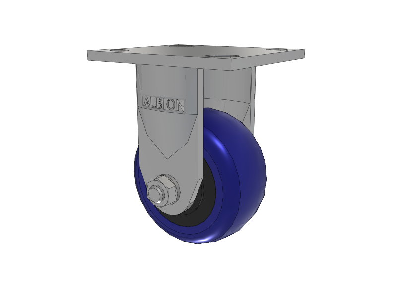 120 Series Top Plate Rigid Caster with 4 x 2 Blue Tread on Grey Polypropylene Core EG - Eagle Polyurethane (Polypropylene Core) Wheel